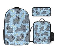 FJAUOQ Juego de mochila con diseño de perro Schnauzer con diseño de animales, 3 piezas, kit de mochila de bolsa de almuerzo, estuche para lápices, gran capacidad, Bonito patrón de perro Schnauzer,