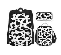 FJAUOQ Juego de mochila con estampado de vaca, 3 piezas, kit de mochila de bolsa de almuerzo, estuche para lápices, gran capacidad, Bp874, Talla única, Mochilas