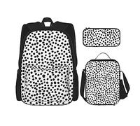 FJAUOQ Juego de mochila con patrón de impresión dálmata, 3 piezas, kit de mochila de bolsa de almuerzo, estuche para lápices, gran capacidad, Bp803, Talla única, Mochilas