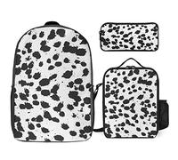 FJAUOQ Juego de mochila con patrón de impresión dálmata, 3 piezas, kit de mochila de bolsa de almuerzo, estuche para lápices, gran capacidad, Patrón de impresión dálmata, Talla única, Mochilas
