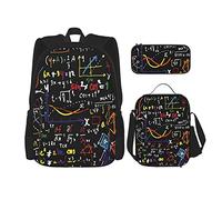FJAUOQ Juego de mochila de ecuaciones matemáticas, 3 piezas, kit de mochila de lonchera, estuche para lápices, gran capacidad, Bp711, Talla única, Mochilas