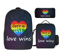 FJAUOQ Juego de mochila LGBTQ con bandera del orgullo asexual, 3 piezas, kit de mochila de bolsa de almuerzo, estuche para lápices, gran capacidad, Rainbow Gay Pride Lgbtq, Talla única, Mochilas