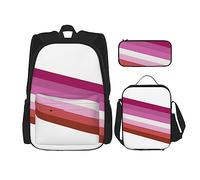 FJAUOQ Juego de mochila LGBTQ con bandera del orgullo lesbiano, 3 piezas, kit de mochila de bolsa de almuerzo, estuche para lápices, gran capacidad, Bp460, Talla única, Mochilas