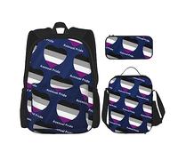 FJAUOQ Juego de mochila LGBTQ Gay Asexual Ally Pride, 3 piezas, kit de mochila de bolsa de almuerzo, estuche para lápices, gran capacidad, Bp406, Talla única, Mochilas