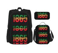 FJAUOQ Juneteenth Day Freedom 1865 - Juego de mochila de 3 piezas, bolsa de almuerzo, estuche para lápices, gran capacidad, Bp8, Talla única, Mochilas