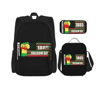 FJAUOQ Juneteenth Day Freedom 1865 - Juego de mochila de 3 piezas, bolsa de almuerzo, estuche para lápices, gran capacidad, Bp31, Talla única, Mochilas