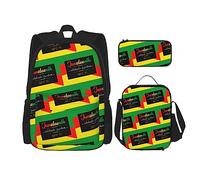 FJAUOQ Juneteenth Day Freedom 1865 - Juego de mochila de 3 piezas, bolsa de almuerzo, estuche para lápices, gran capacidad, Bp6, Talla única, Mochilas