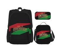 FJAUOQ Juneteenth Day Freedom 1865 - Juego de mochila de 3 piezas, bolsa de almuerzo, estuche para lápices, gran capacidad, Bp64, Talla única, Mochilas