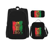 FJAUOQ Juneteenth Day Freedom 1865 - Juego de mochila de 3 piezas, bolsa de almuerzo, estuche para lápices, gran capacidad, Bp67, Talla única, Mochilas