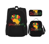 FJAUOQ Juneteenth Fist Freedom Day - Juego de mochila de 3 piezas, bolsa de almuerzo, estuche para lápices, gran capacidad, Bp478, Talla única, Mochilas