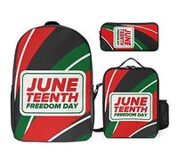 FJAUOQ Juneteenth Free-ish Since 1865 Celebrate Black Freedom - Juego de mochila de 3 piezas, bolsa de almuerzo, estuche para lápices, gran capacidad, Día de la Libertad de Juneteenth, Talla única,