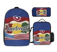 FJAUOQ Juneteenth Freedom Day - Juego de mochila afroamericana, 3 piezas, kit de mochila de bolsa de almuerzo, estuche para lápices, gran capacidad, Juneteenth Día de la Libertad afroamericano-1,