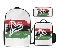 FJAUOQ Juneteenth Freedom Day - Juego de mochila afroamericana, 3 piezas, kit de mochila de bolsa de almuerzo, estuche para lápices, gran capacidad, Juneteenth Día de la Libertad afroamericano-3,