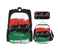 FJAUOQ Juneteenth Freedom Day Juego de mochila afroamericana, 3 piezas, kit de mochila de bolsa de almuerzo, estuche de lápices, gran capacidad, Bp471, Talla única, Mochilas