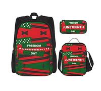 FJAUOQ Juneteenth Freedom Day - Juego de mochila de 3 piezas, bolsa de almuerzo, estuche para lápices, gran capacidad, Bp526, Talla única, Mochilas