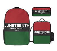 FJAUOQ Juneteenth Freedom Day - Juego de mochila de 3 piezas, bolsa de almuerzo, estuche para lápices, gran capacidad, Junio 19 de junio Día de la Libertad-1, Talla única, Mochilas