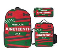 FJAUOQ Juneteenth Freedom Day - Juego de mochila de 3 piezas, bolsa de almuerzo, estuche para lápices, gran capacidad, Día de la Libertad de Juneteenth 1, Talla única, Mochilas