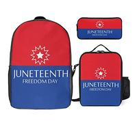 FJAUOQ Juneteenth Freedom Day - Juego de mochila de 3 piezas, kit de mochila de bolsa de almuerzo, estuche para lápices, gran capacidad, Juneteenth Freedom Day-2, Talla única, Mochilas