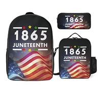 FJAUOQ Juneteenth is My Independence Day - Juego de mochila de 3 piezas, bolsa de almuerzo, estuche para lápices, gran capacidad, Feliz día Juneteenth Libertad 1865, Talla única, Mochilas