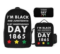 FJAUOQ Juneteenth is My Independence Day - Juego de mochila de 3 piezas, bolsa de almuerzo, estuche para lápices, gran capacidad, Juneteenth es el día de mi independencia, Talla única, Mochilas