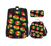 FJAUOQ Juneteenth Lips Freedom Day 1865 - Juego de mochila de 3 piezas, bolsa de almuerzo, estuche para lápices, gran capacidad, Bp465, Talla única, Mochilas