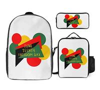 FJAUOQ Juneteenth Since 1865 Celebrate Freedom Afican - Juego de mochila de 3 piezas, bolsa de almuerzo, estuche para lápices, gran capacidad, Juneteenth Desde 1865 Celebra la Libertad Afica, Talla