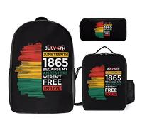 FJAUOQ Juneteenth Since 1865 Celebrate Freedom Afican - Juego de mochila de 3 piezas, bolsa de almuerzo, estuche para lápices, gran capacidad, Juneteenth Desde 1865 Celebra la Libertad Afica-1, Talla