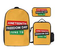 FJAUOQ Juneteenth Since 1865 Celebrate Freedom Afican - Juego de mochila de 3 piezas, bolsa de almuerzo, estuche para lápices, gran capacidad, Juneteenth Desde 1865 Celebra la Libertad Afica, Talla
