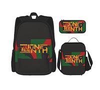 FJAUOQ Juneteenth Since 1865 Celebrate Freedom Afican - Juego de mochila de 3 piezas, bolsa de almuerzo, estuche para lápices, gran capacidad, Bp21, Talla única, Mochilas