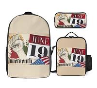 FJAUOQ Juneteenth Since 1865 Celebrate Freedom Afican - Juego de mochila de 3 piezas, bolsa de almuerzo, estuche para lápices, gran capacidad, Juneteenth Desde 1865 Celebra la Libertad Afica-2, Talla
