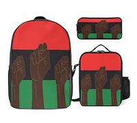 FJAUOQ Juneteenth Since 1865 Celebrate Freedom Afican - Juego de mochila de 3 piezas, bolsa de almuerzo, estuche para lápices, gran capacidad, Juneteenth Desde 1865 Celebra la Libertad Afica, Talla