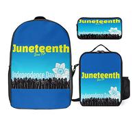 FJAUOQ Juneteenth Since 1865 Celebrate Freedom Afican - Juego de mochila de 3 piezas, bolsa de almuerzo, estuche para lápices, gran capacidad, Juneteenth Desde 1865 Celebra la Libertad Afica-2, Talla