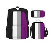 FJAUOQ LGBTQ - Juego de mochila de orgullo demisexual, 3 piezas, kit de mochila de lonchera, estuche para lápices, gran capacidad, Bp458, Talla única, Mochilas