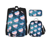 FJAUOQ LGBTQ Juego de mochila Gay Transgénero Ally Pride, 3 piezas, kit de mochila de bolsa de almuerzo, estuche para lápices, gran capacidad, Bp403, Talla única, Mochilas