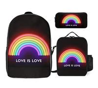 FJAUOQ LGBTQ Pride Mouth Rainbow Gay - Juego de mochila de 3 piezas, bolsa de almuerzo, estuche para lápices, gran capacidad, Lgbtq Orgullo Boca Arco Iris Gay-1, Talla única, Mochilas