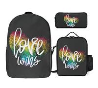 FJAUOQ LGBTQ Pride Mouth Rainbow Gay - Juego de mochila de 3 piezas, bolsa de almuerzo, estuche para lápices, gran capacidad, Lgbtq Orgullo Boca Arco Iris Gay, Talla única, Mochilas