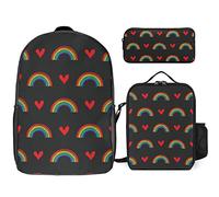 FJAUOQ LGBTQ Pride Mouth Rainbow Gay - Juego de mochila de 3 piezas, bolsa de almuerzo, estuche para lápices, gran capacidad, Lgbtq Orgullo Boca Arco Iris Gay-2, Talla única, Mochilas