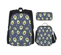 FJAUOQ Lindo juego de mochila con patrón de aguacate, 3 piezas, kit de mochila de bolsa de almuerzo, estuche para lápices, gran capacidad, Bp503, Talla única, Mochilas