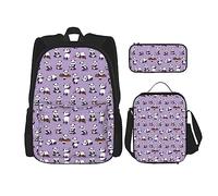 FJAUOQ Lindo juego de mochila con patrón de panda, 3 piezas, kit de mochila de bolsa de almuerzo, estuche de lápices, gran capacidad, Bp604, Talla única, Mochilas