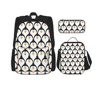 FJAUOQ Lindo juego de mochila de pingüino, 3 piezas, kit de mochila de lonchera, estuche para lápices, gran capacidad, Bp359, Talla única, Mochilas