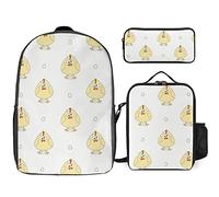 FJAUOQ Lindo juego de mochila de pollo, 3 piezas, kit de mochila de bolsa de almuerzo, estuche para lápices, gran capacidad, Lindo pollo, Talla única, Mochilas