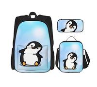 FJAUOQ Lindo y divertido juego de mochila con diseño de pingüino, 3 piezas, kit de mochila de bolsa de almuerzo, estuche para lápices, gran capacidad, Bp511, Talla única, Mochilas