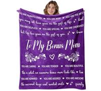 FJAUOQ Manta de regalo para madrastras para el día de la madre de parte de hija, suegra, regalos de hijo a mi mamá extra, manta morada para cama, cumpleaños para madrastra, 50 x 60 pulgadas