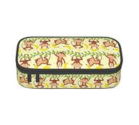 FJAUOQ Monkey Coconut Leaf Banan - Estuche triangular de gran capacidad para lápices, bolsa de cosméticos pequeña para mujeres y hombres, Black, Talla única, Estuche para lápices