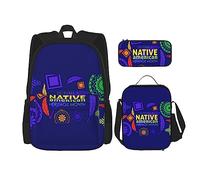 FJAUOQ November is Native American Heritage Month - Juego de mochila de 3 piezas, kit de mochila de bolsa de almuerzo, estuche para lápices, gran capacidad, Bp146, Talla única, Mochilas