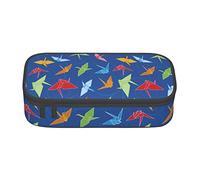 FJAUOQ Origami Paper Crane Pattern Pencil Case, Triangle Large Capacity Pencil Pouch Pen Bag Small Cosmetic Bag for Women Men, Black, Talla única, Estuche para lápices