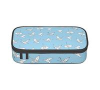 FJAUOQ Origami Paper Crane Pattern Pencil Case, Triangle Large Capacity Pencil Pouch Pen Bag Small Cosmetic Bag for Women Men, Black, Talla única, Estuche para lápices
