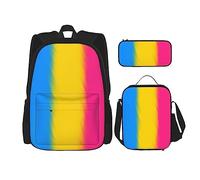 FJAUOQ Pansexual Pan Pride - Juego de mochila LGBTQ, 3 piezas, kit de mochila de lonchera, estuche para lápices, gran capacidad, Bp840, Talla única, Mochilas