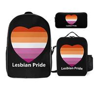 FJAUOQ Pansexual Pride Flag - Juego de mochila de 3 piezas, bolsa de almuerzo, estuche para lápices, gran capacidad, Lgbtq Bandera del orgullo de aliado lesbiano gay, Talla única, Mochilas
