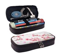 FJAUOQ Plum Blossom - Estuche de piel con estampado de flores de ciruelo, bolsa para bolígrafos de gran capacidad, bonito estuche organizador de cosméticos con cremallera, Black, Talla única, Estuche